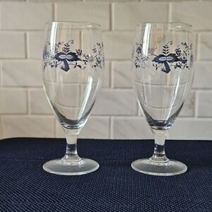 Two Blue Onion Blue Danube Pattern Goblet Iced Tea Or Wine